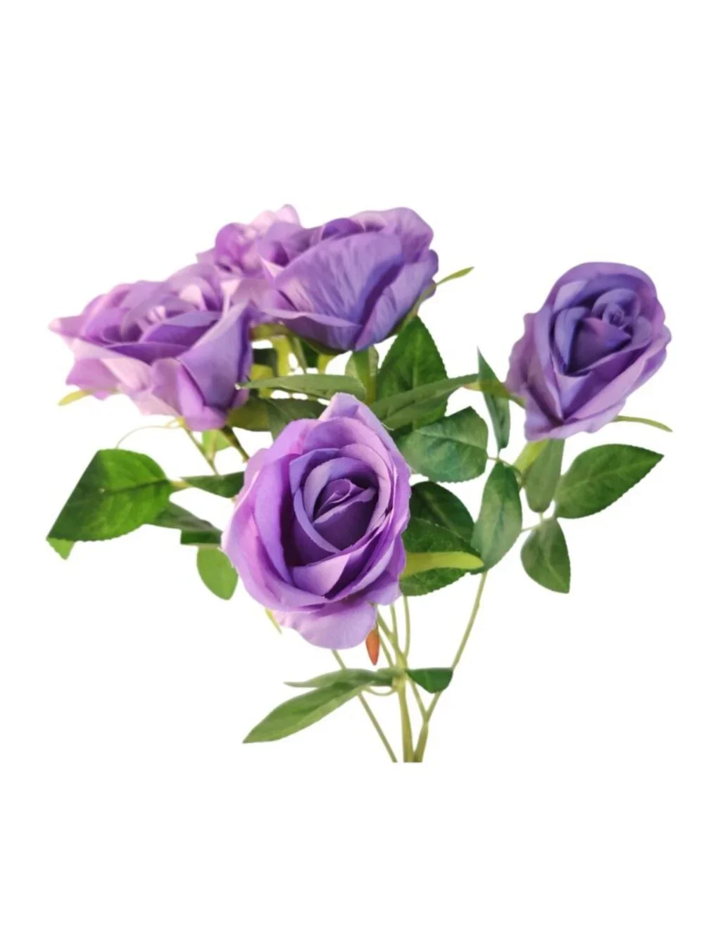 Faux Lavender Roses 6 Stem Bunch 19 Inch Artificial Silk Rose Stems Wedding Bouq